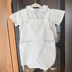 Feltman Bros Jon Jon set vintage embroidered heirloom baby boy shortall collar